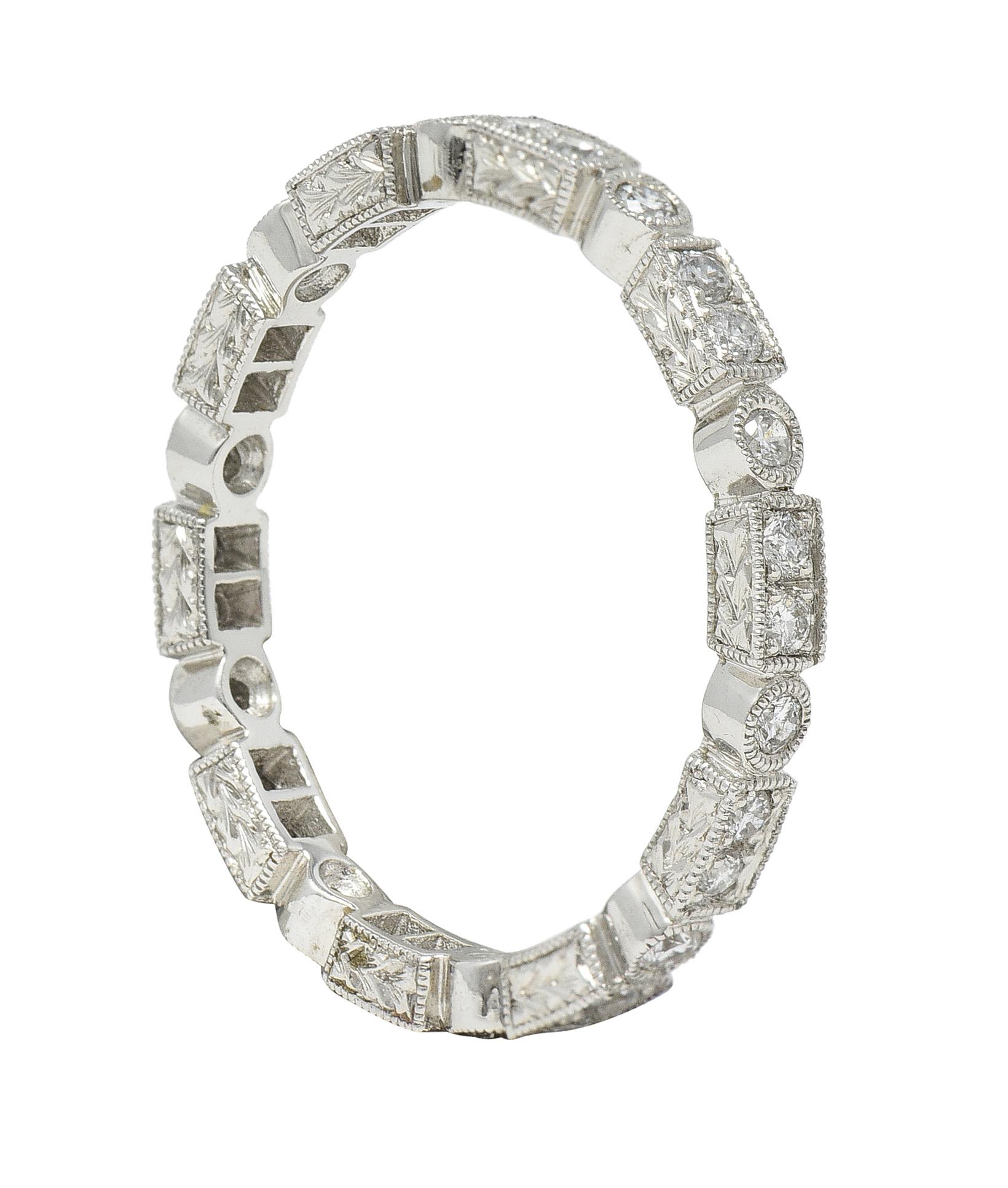 Contemporary 0.50 CTW Diamond 18 Karat White Gold Geometric Band Ring For Sale 3
