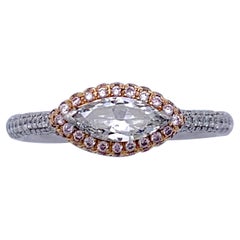 Diamante contemporaneo 0,50 Marquise Diamond Pink Diamond  Anello in oro 14 carati e platino
