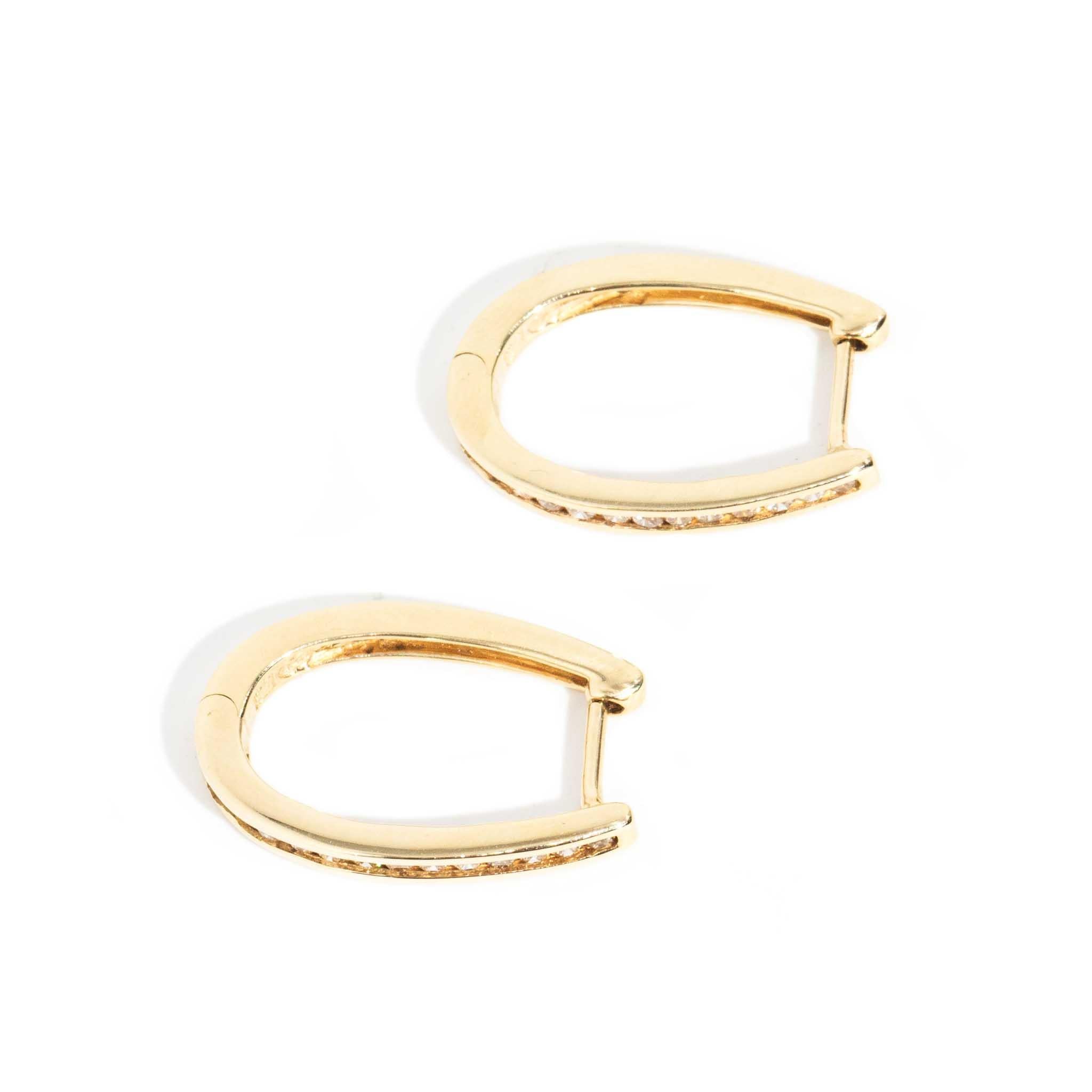 Women's Contemporary 0.50ct Brilliant Diamond Hoop Style Earrings 9 Carat Yellow Gold For Sale