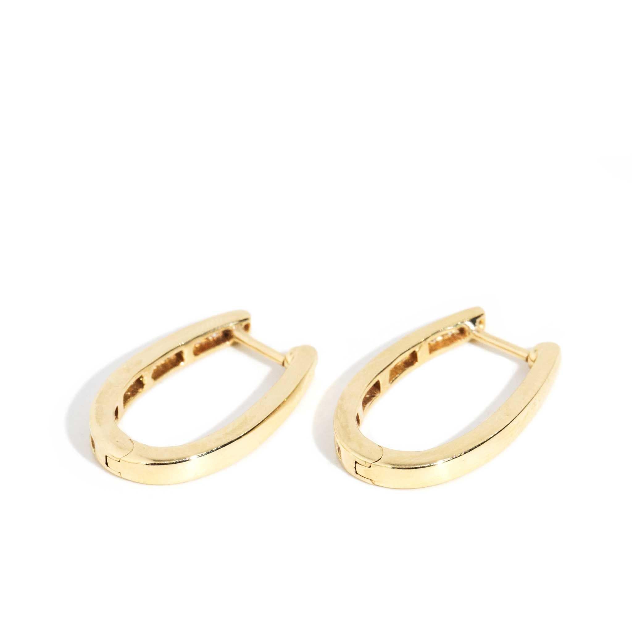 Contemporary 0.50ct Brilliant Diamond Hoop Style Earrings 9 Carat Yellow Gold For Sale 2