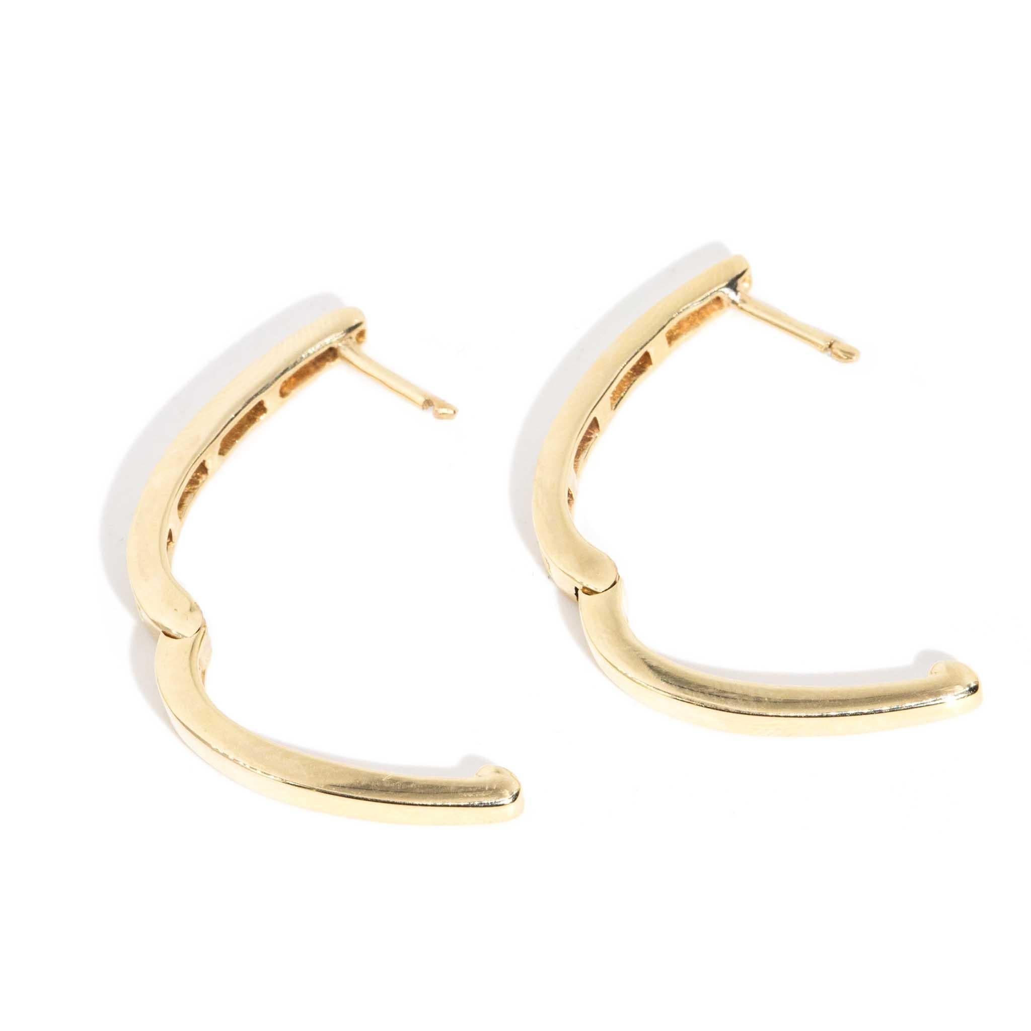 Contemporary 0.50ct Brilliant Diamond Hoop Style Earrings 9 Carat Yellow Gold For Sale 4