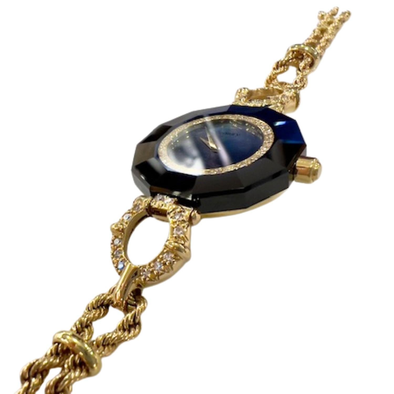 0,50 Karat Diamanten & Saphir 18k Gold Damenarmbanduhr (Brillantschliff) im Angebot
