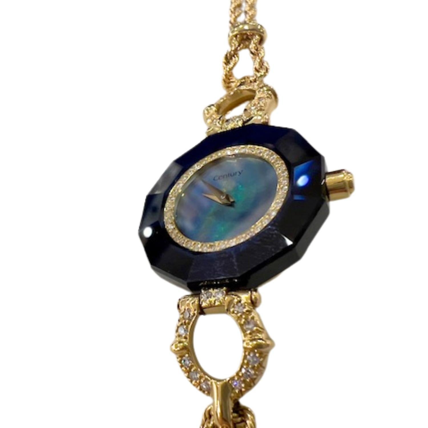 0,50 Karat Diamanten & Saphir 18k Gold Damenarmbanduhr im Angebot 1