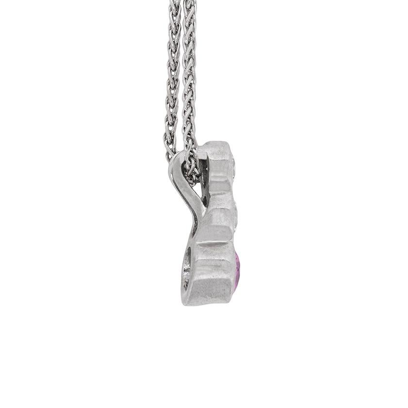 Taglio brillante Collana contemporanea con zaffiro rosa e diamanti da 0,50 ct. in vendita
