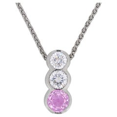 Contemporary 0.50ct Pink Sapphire and Diamond Drop Necklace