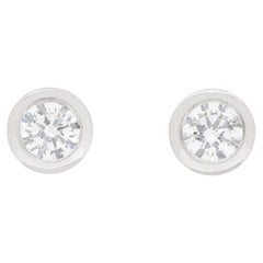 Contemporary 0.50ct Rub Over Set Diamond Stud Earrings