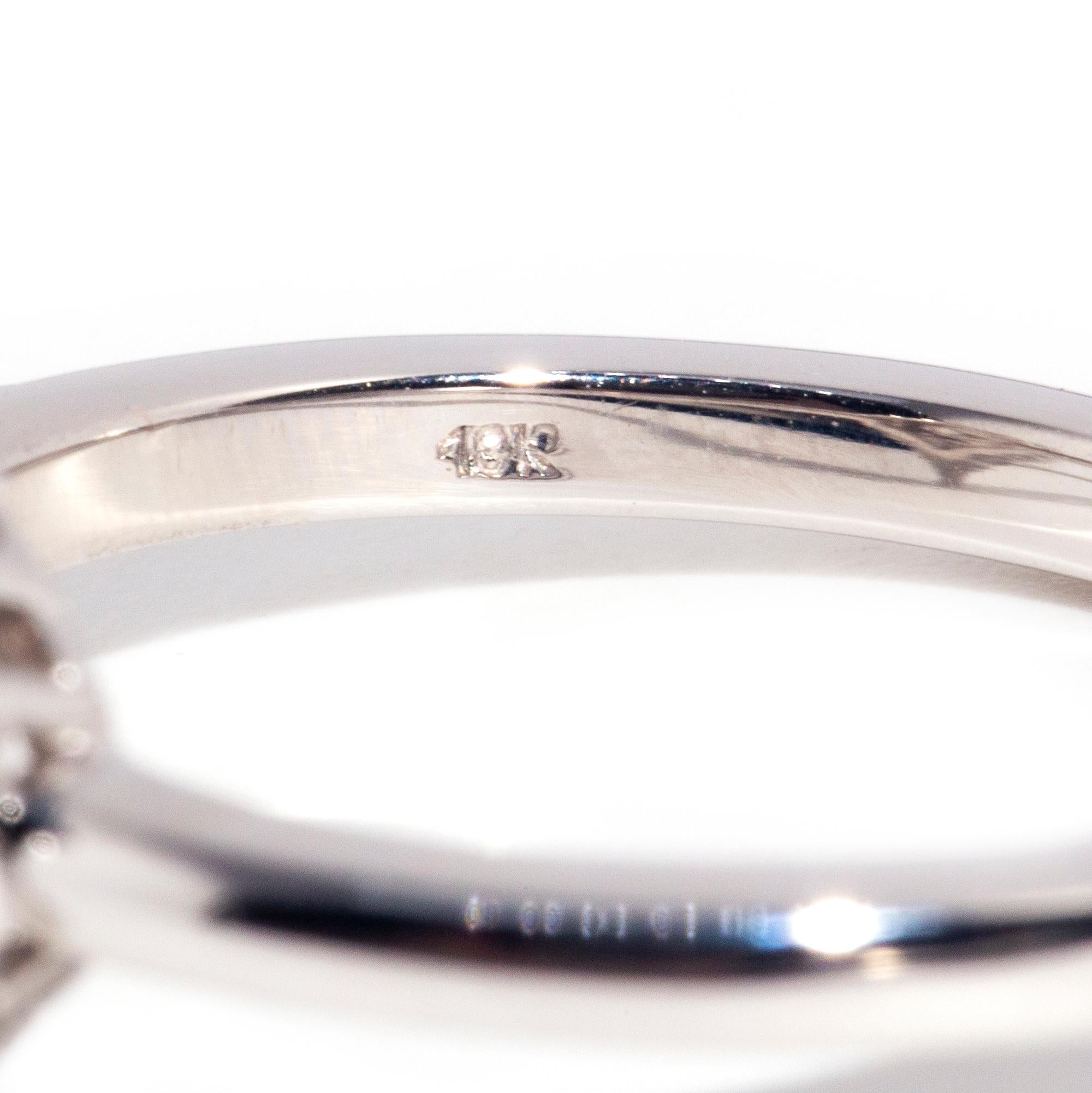 Contemporary 0.54 Carat Diamond 18 Carat White Gold Hexagonal Halo Cluster Ring 5