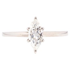 Contemporary 0.55 Carat Marquise Cut Diamond Solitaire Gold 18 Carat White Gold