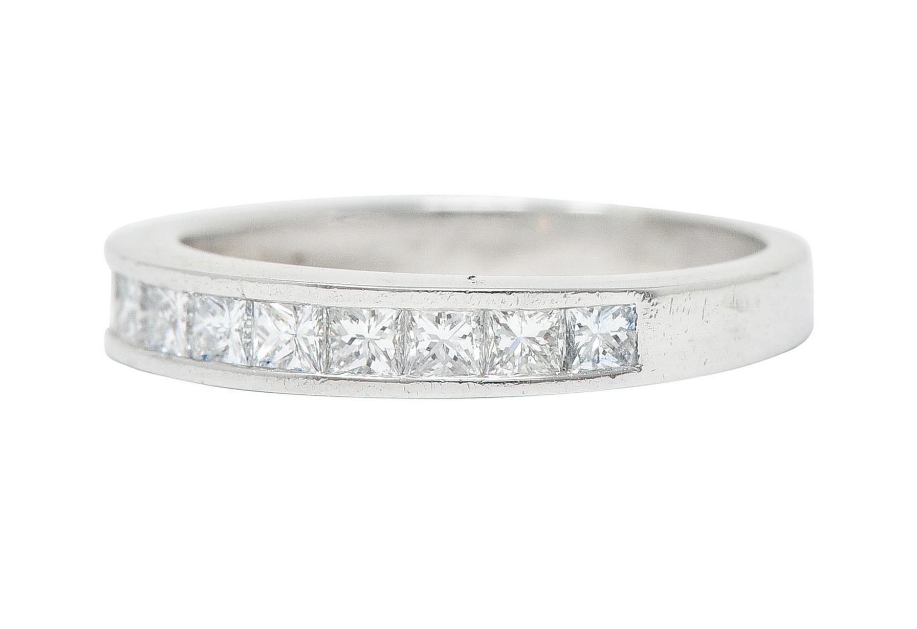 Women's or Men's Contemporary 0.55 Carat Princess Diamond Platinum Channel Band Ring