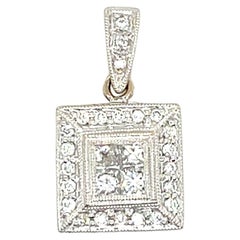 Contemporary 0.55 tcw Diamond 14k White 
Rose Gold Square Pendant