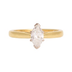 Contemporary 0.56 Carat Marquise Cut Diamond Solitaire Ring