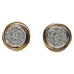Contemporary 0.57 TCW  Pave Diamond Two Tone Gold Omega Lever Back Earrings