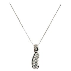 Contemporary 0.60 tcw Diamond Journey 10k White Gold Pendant Necklace