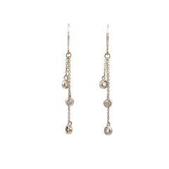 Contemporary 0.60 TCW Round Brilliant Diamond and White Gold Dangle Earrings