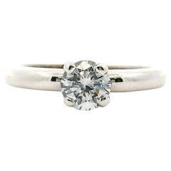 Contemporary 0.66 Carat Solitaire 14k White Gold Engagement Ring