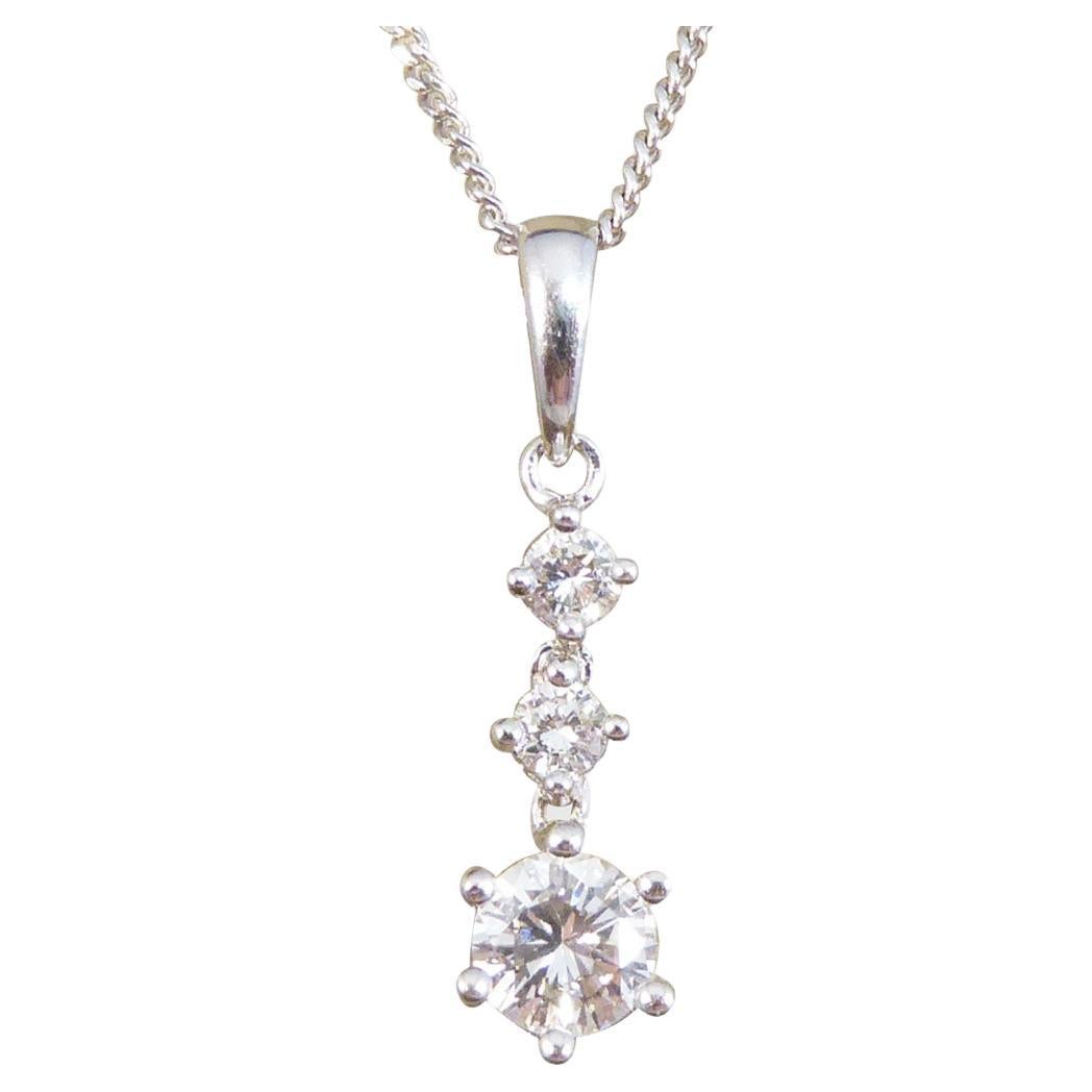 Late Victorian 1.15 Carat Diamond Total Drop Pendant Necklace Platinum