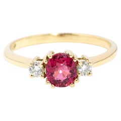 Contemporary 0.69ct Pink Tourmaline & Diamond Ring 18 Carat Gold