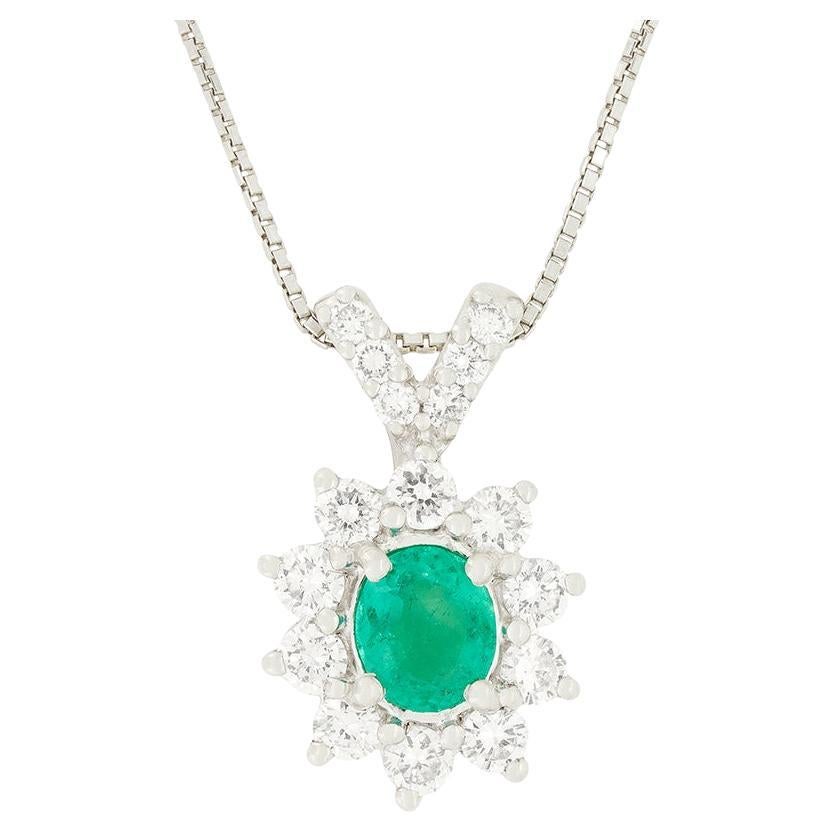 Contemporary 0.70ct Emerald and Diamond Necklace