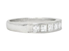 Contemporary 0.72 CTW Square Step Cut Diamond Platinum Five Stone Channel Band
