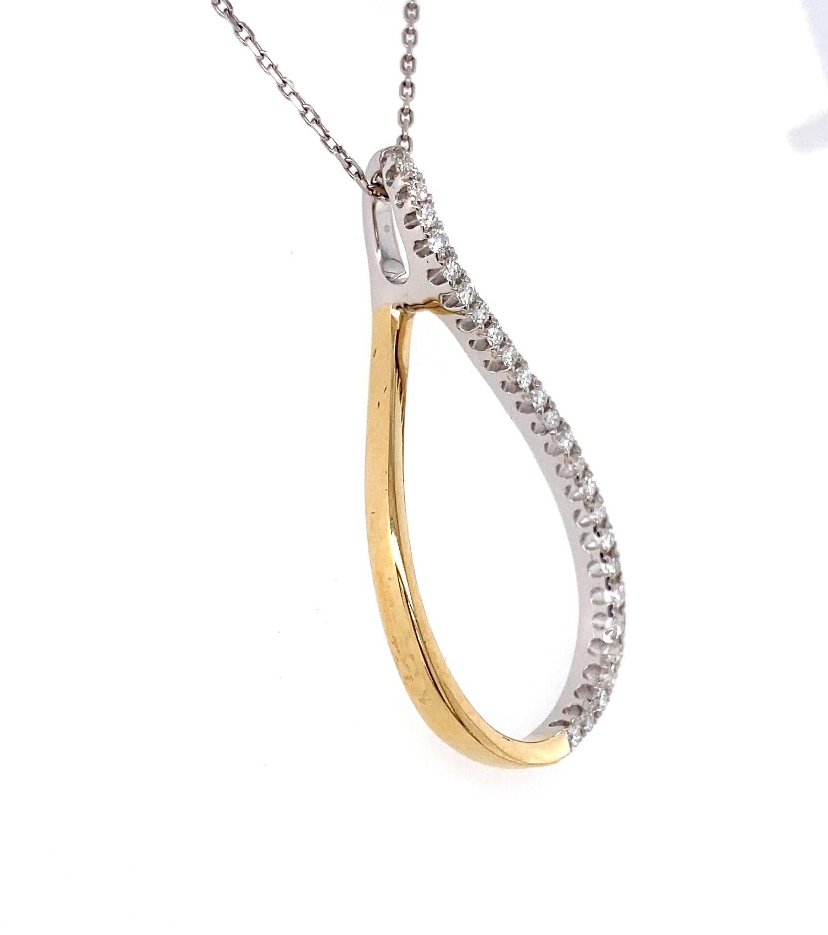 Contemporary 0,75 Karat Diamant 14 Karat Weiß- und Gelbgold-Anhänger (Zeitgenössisch)