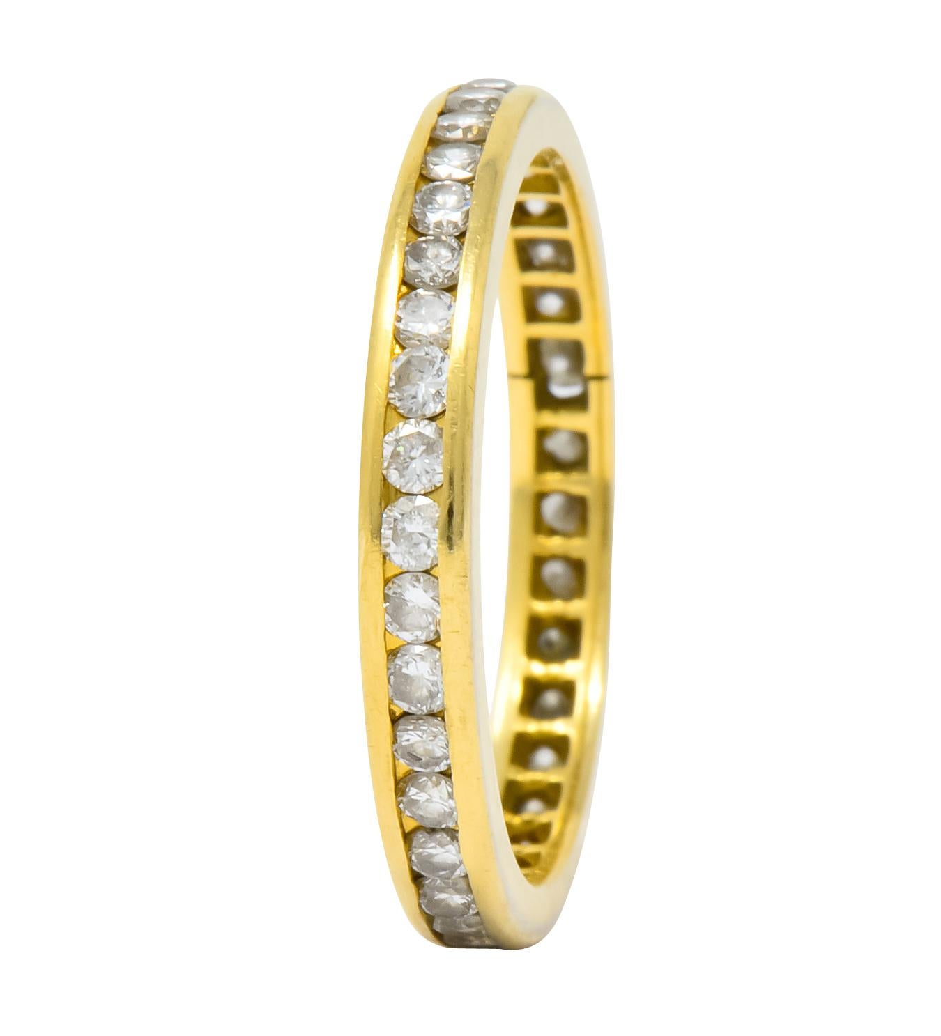 Women's or Men's Contemporary 0.75 Carat Diamond 14 Karat Gold Eternity Band Stack Ring