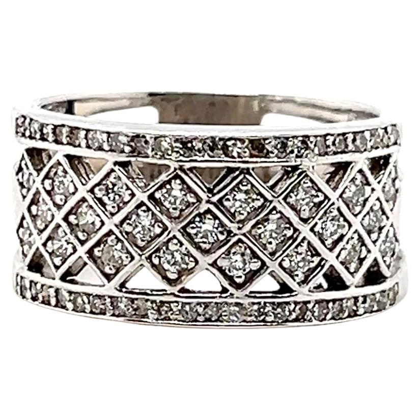 Contemporary 0.75 tcw Diamond 14k White Gold Openwork Anniversary Band
