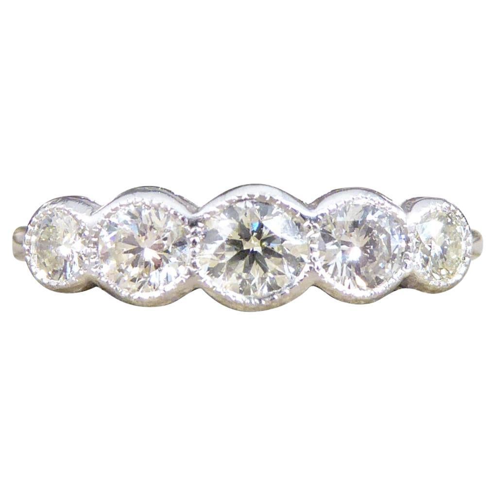 Contemporary 0.75ct Diamond Five Stone Ring in Platinum For Sale