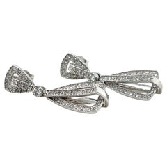 Contemporary 0.77 Carat Diamond and 14k White Gold Dangle Earrings