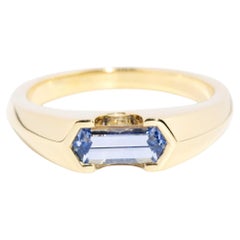 Contemporary 0.78ct Blue Sapphire Knife Edge Ring 18ct Gold