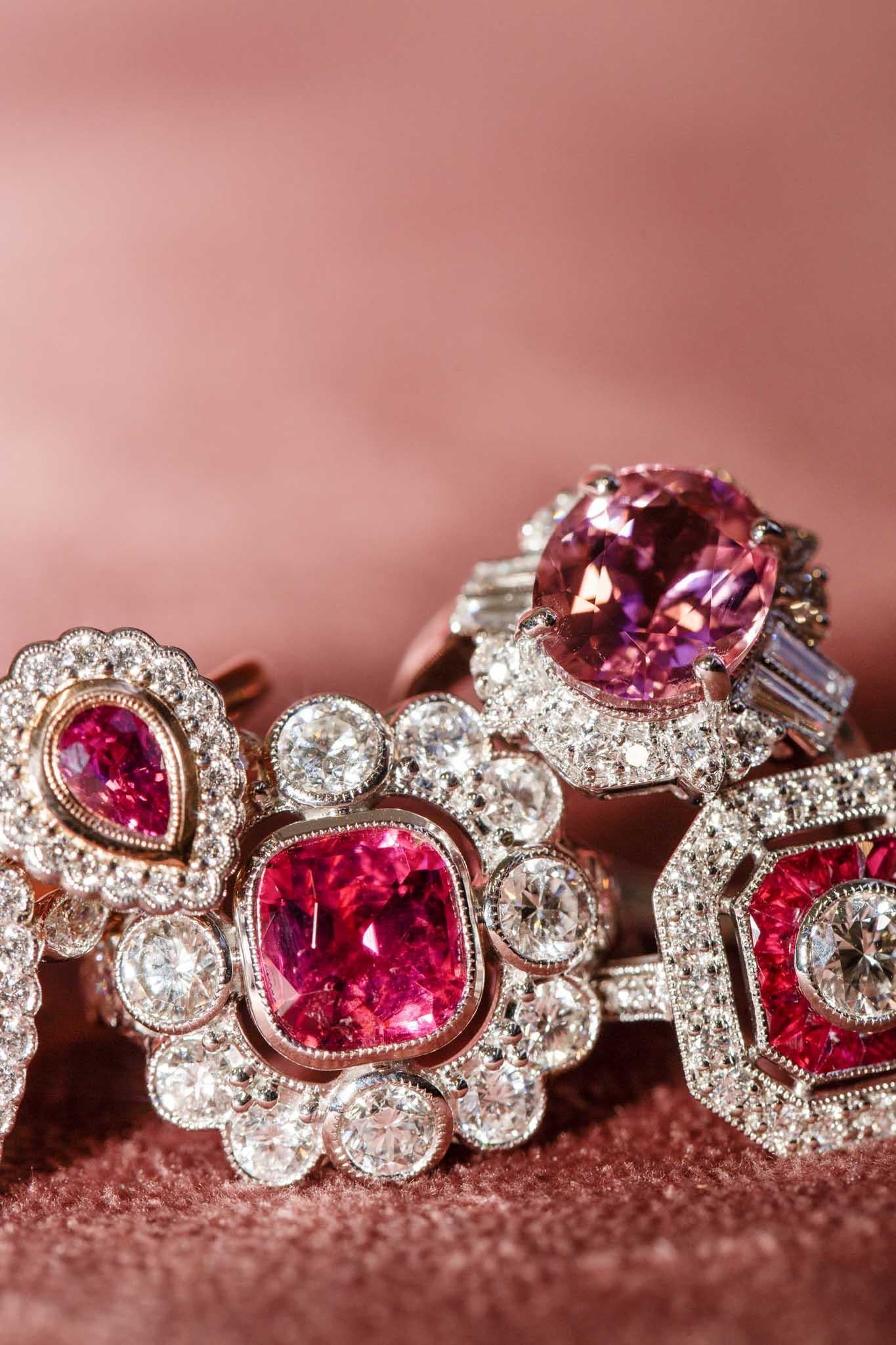 Contemporary 0.78ct Ruby & Diamond Art Deco Style Ring 18ct White Gold For Sale 5