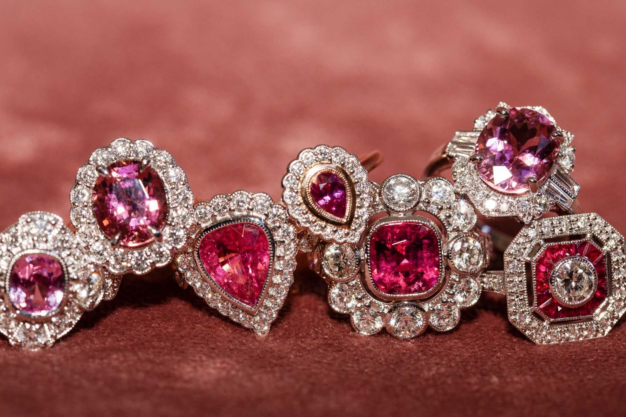 Contemporary 0.78ct Ruby & Diamond Art Deco Style Ring 18ct White Gold For Sale 3