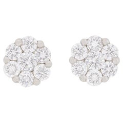 Contemporary 0.80ct Diamond Cluster Earrings