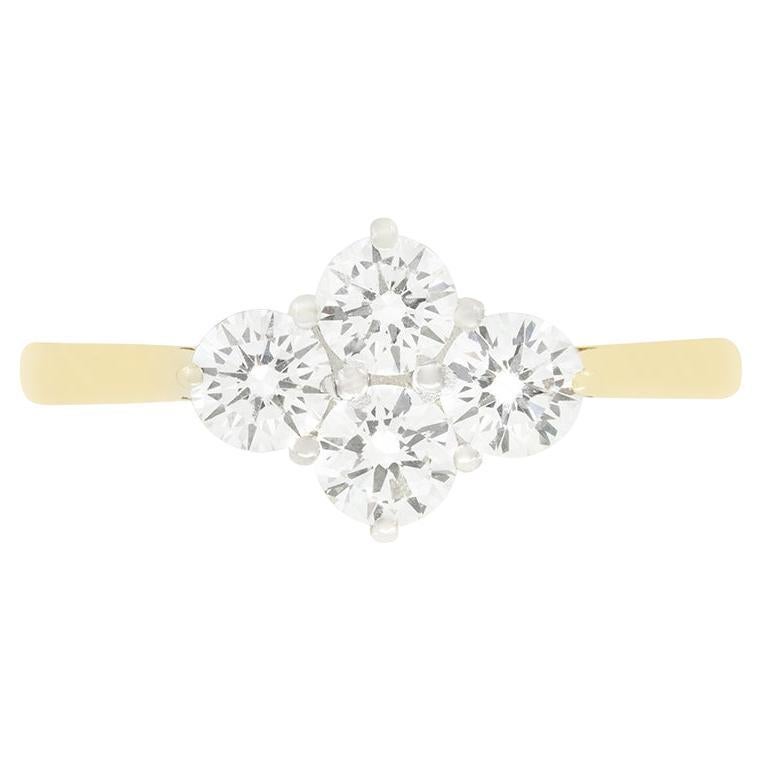 Contemporary 0.80ct Diamond Cluster Ring For Sale