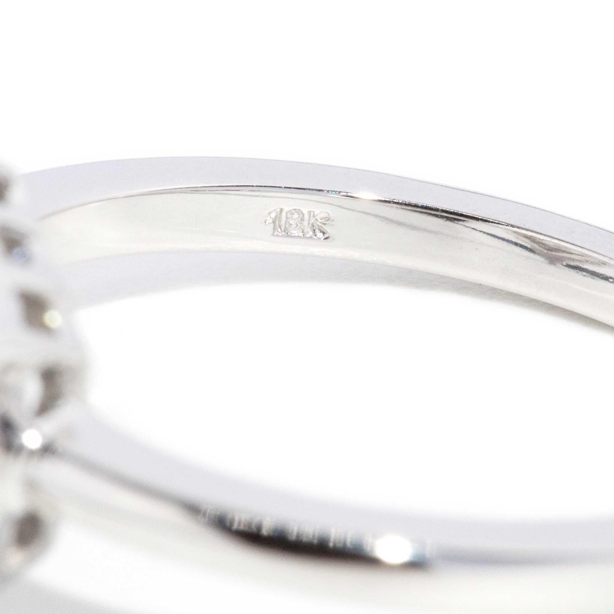 Contemporary 0.80ct Hexagonal Halo Diamond Ring 18ct White Gold For Sale 6