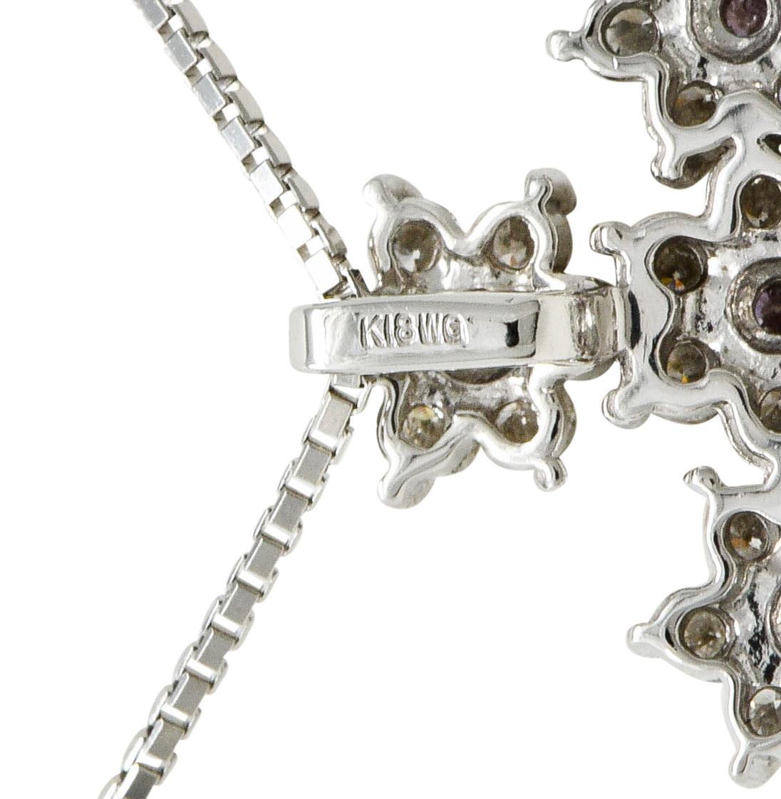 Contemporary 0.83 Cara Pink & White Diamond 18 Karat Gold Cross Pendant Necklace 5