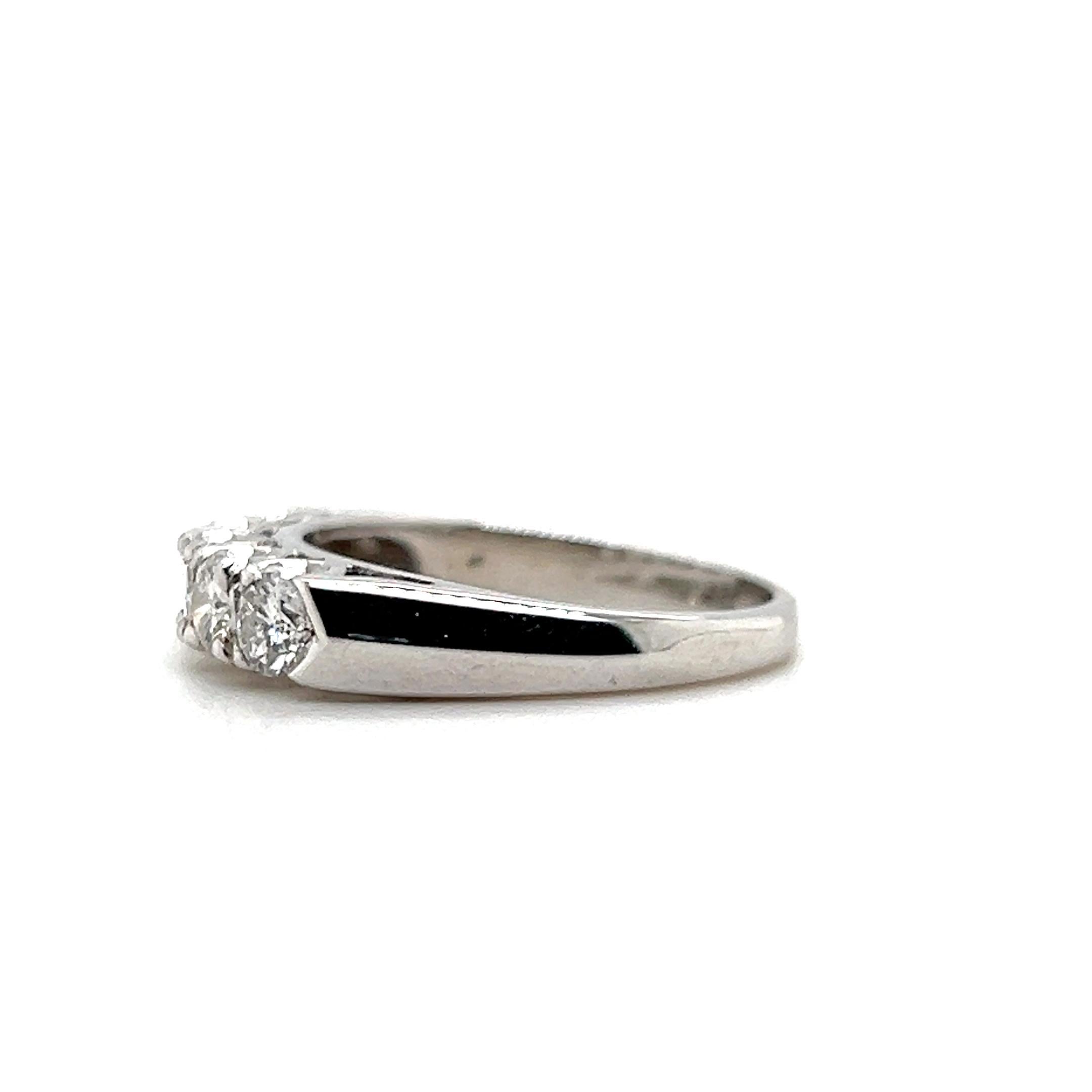 Contemporary 0.85TCW Diamond & 14k White Gold 5 Stone Wedding/Anniversary Band For Sale 3