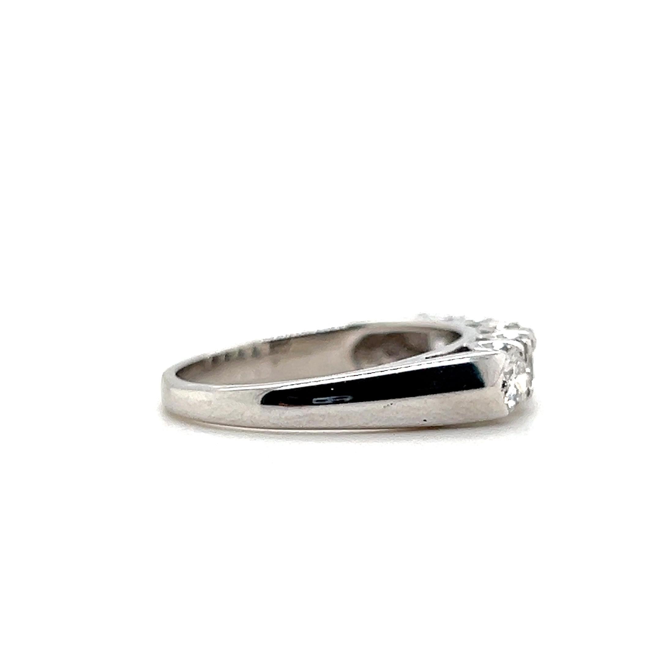 Contemporary 0.85TCW Diamond & 14k White Gold 5 Stone Wedding/Anniversary Band For Sale 4