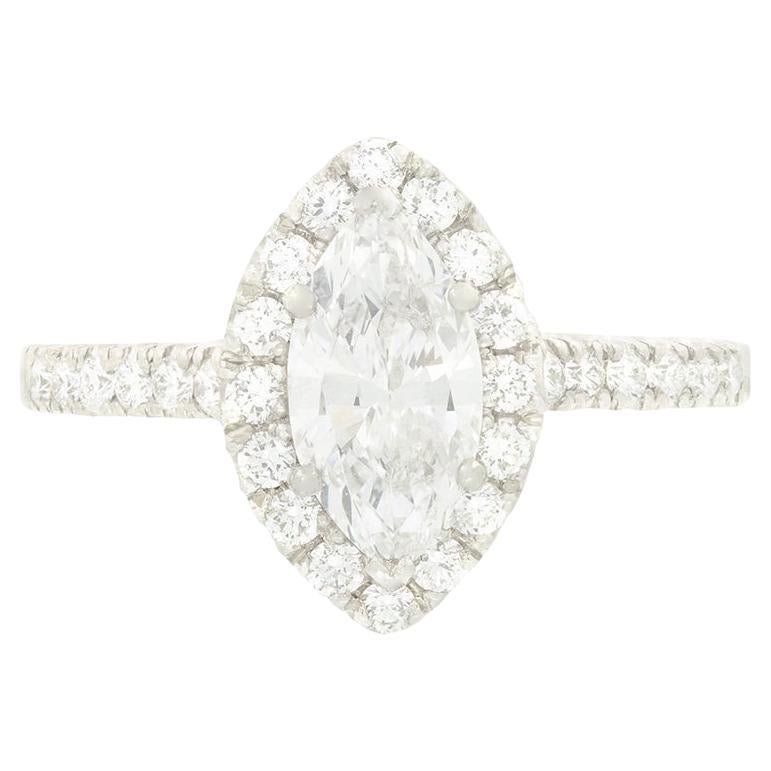 Anello aureola con diamante da 0,86 carati in stile contemporaneo