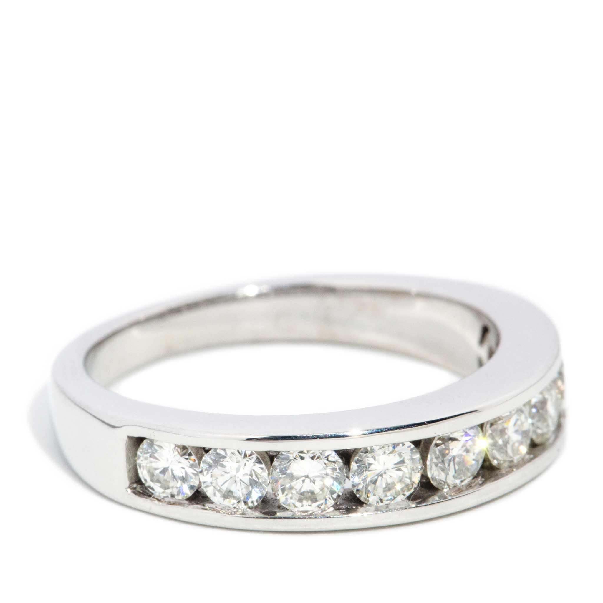 An eternity of love and family promised in a circle of 18 carat white gold and shimmering diamonds. We have named her Courtney, a sweet adornment and a reminder of a heart and lifetime shared.

The Courtney Ring Gem Details
The nine round brilliant