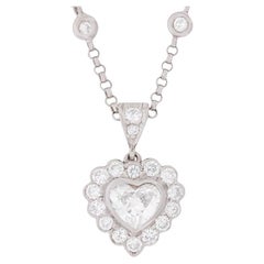 Pendentif Contemporary 0.91ct Heart Shaped Diamond avec chaîne en diamant