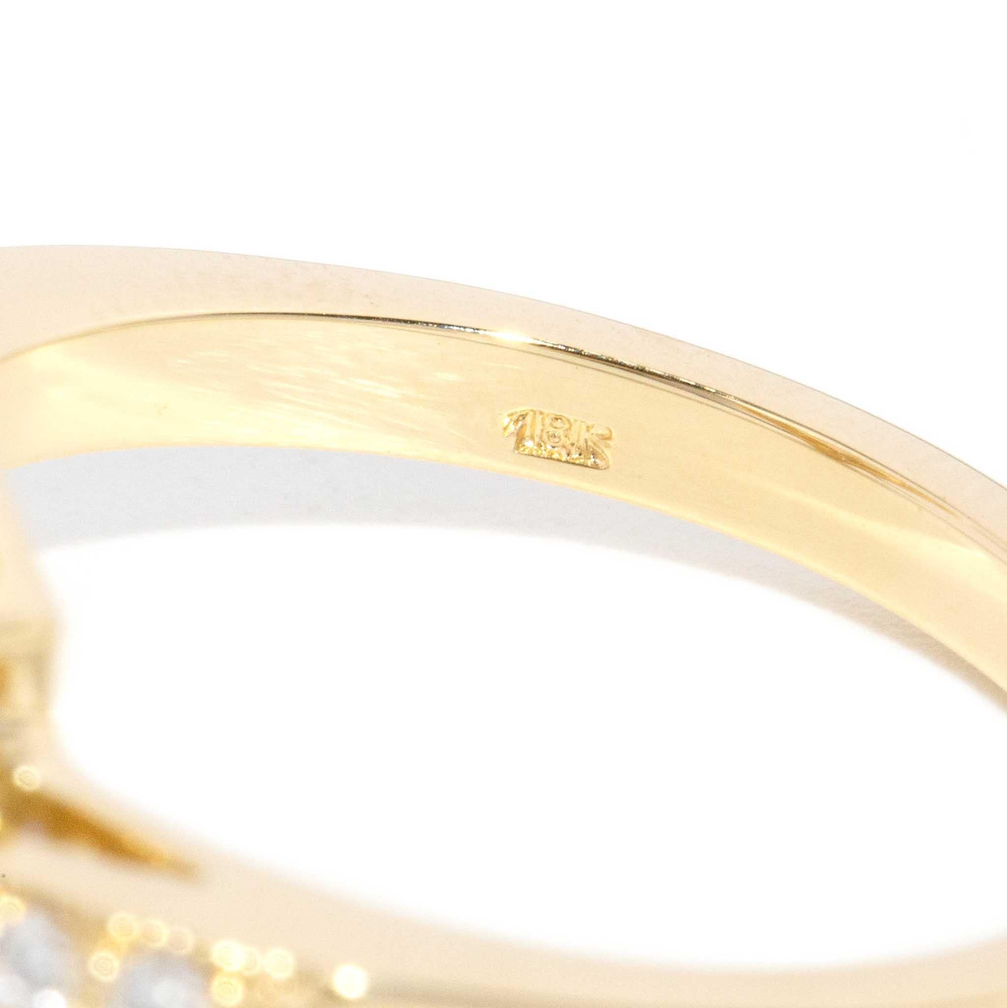 Anello contemporaneo esagonale con diamante da 0,95 carati in oro giallo 18 carati in vendita 7