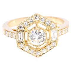 Contemporary 0.95 Carat Diamond Hexagonal Ring 18 Carat Yellow Gold