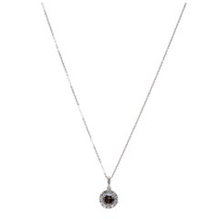 Contemporary 0.97 CTW Champagne Diamond Halo Anhänger in 14K Rose Gold