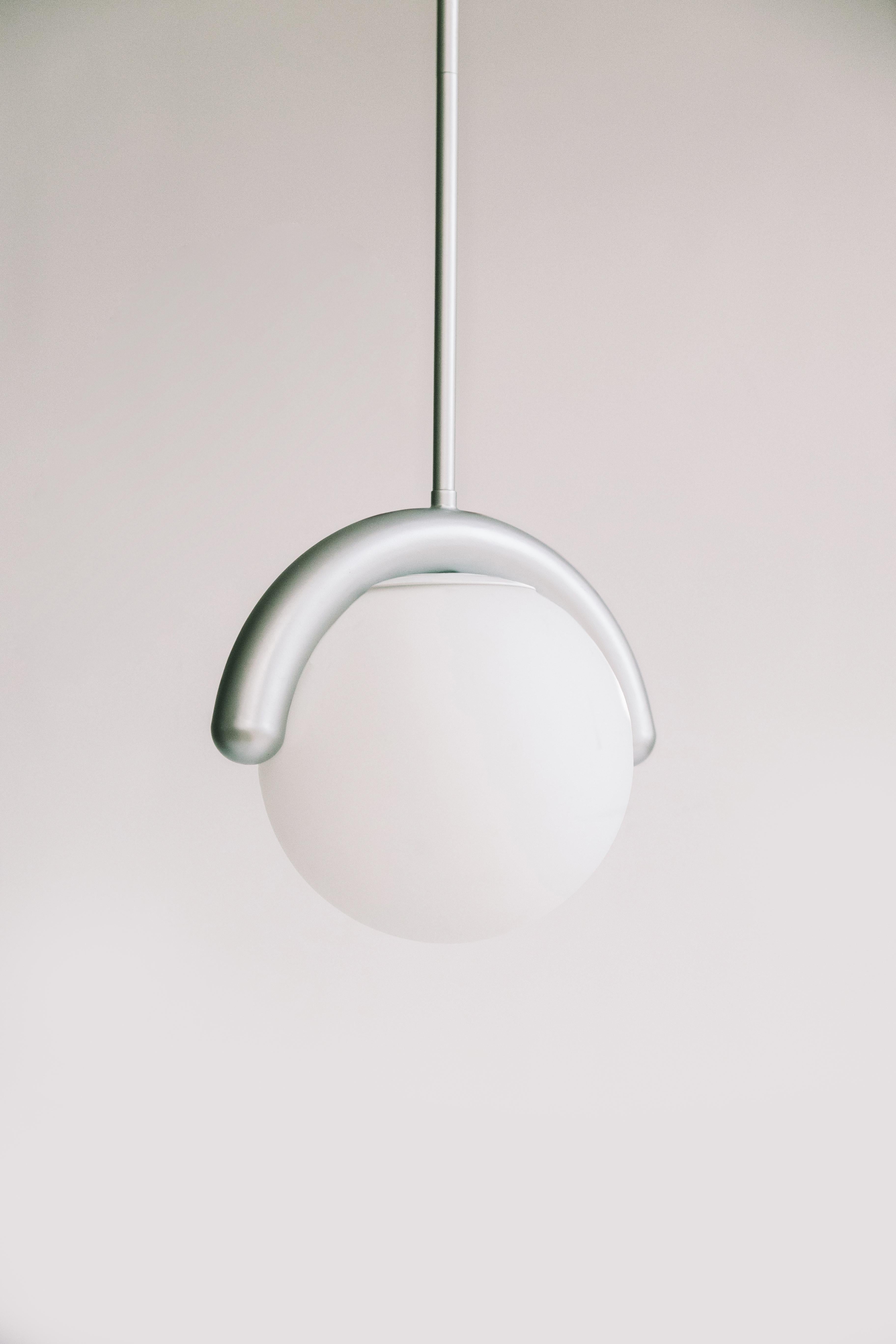 Modern Contemporary 1 Globe Lenox Pendant by Astraeus Clarke Made in Brooklyn, NY For Sale