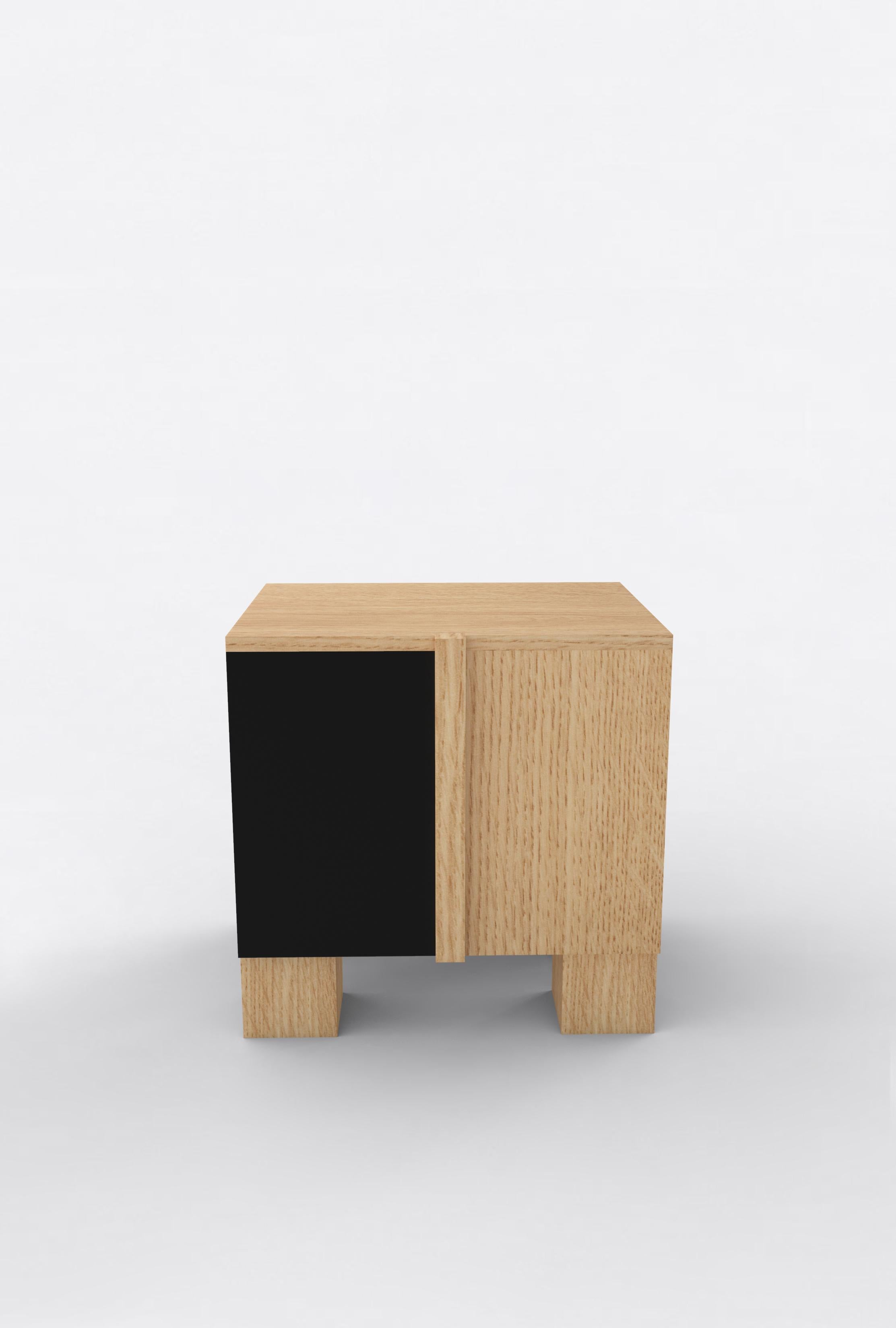 Contemporary 100 Bedside in Oak and Black by Orphan Work In New Condition For Sale In Los Angeles, CA