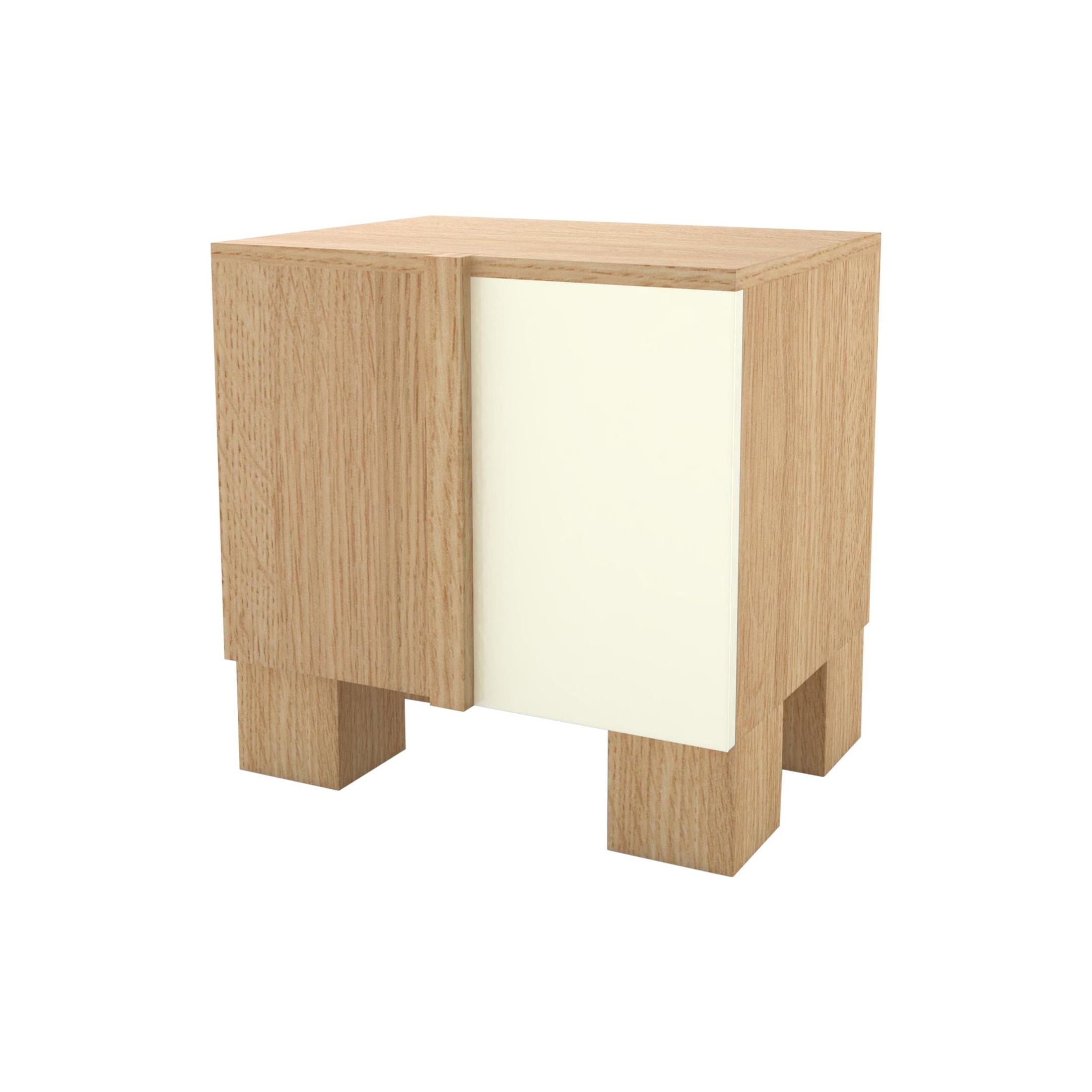 Contemporary 100 Bedside in Oak and White by Orphan Work