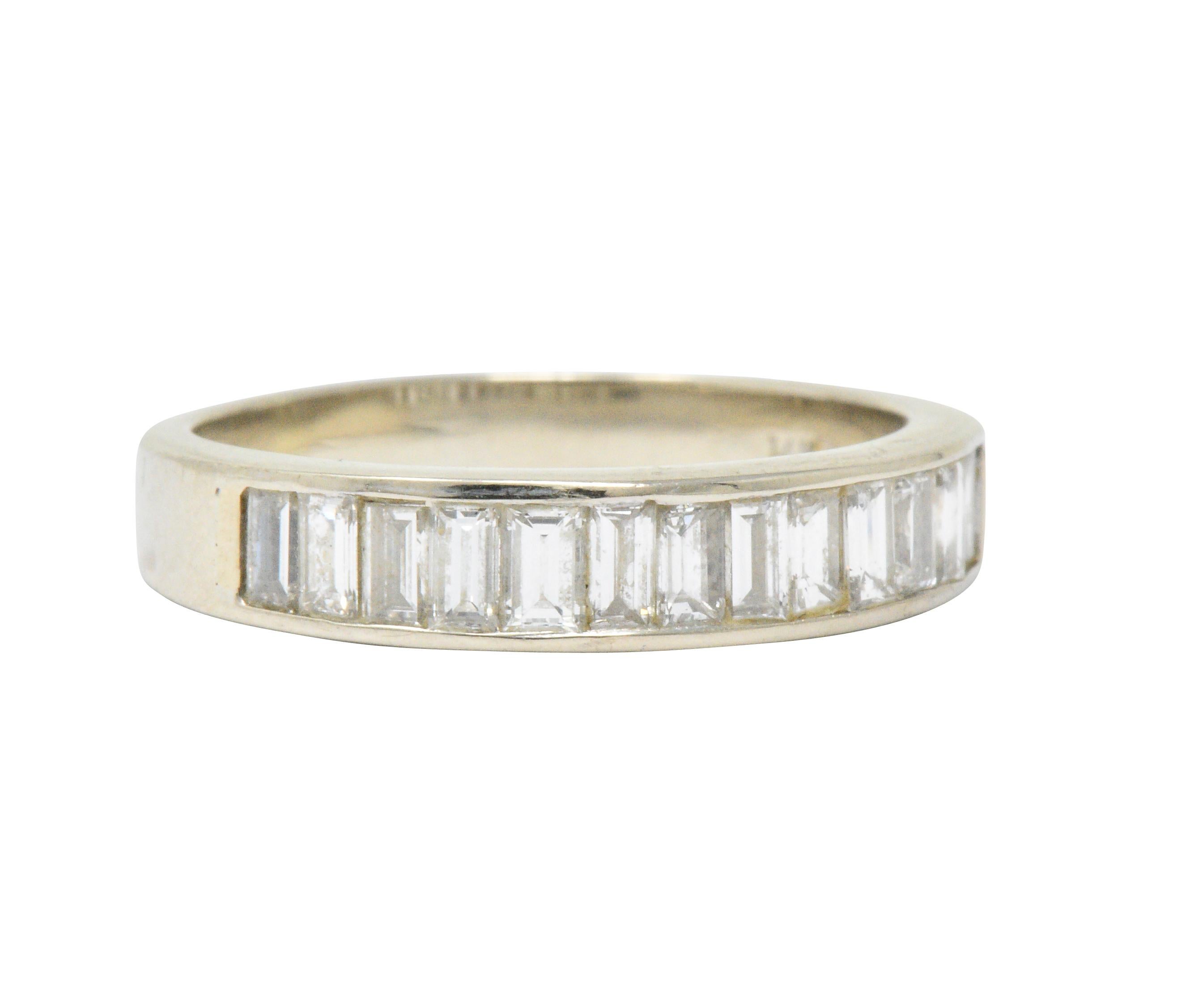 Baguette Cut Contemporary 1.00 Carat Diamond 14 Karat White Gold Channel Band Ring