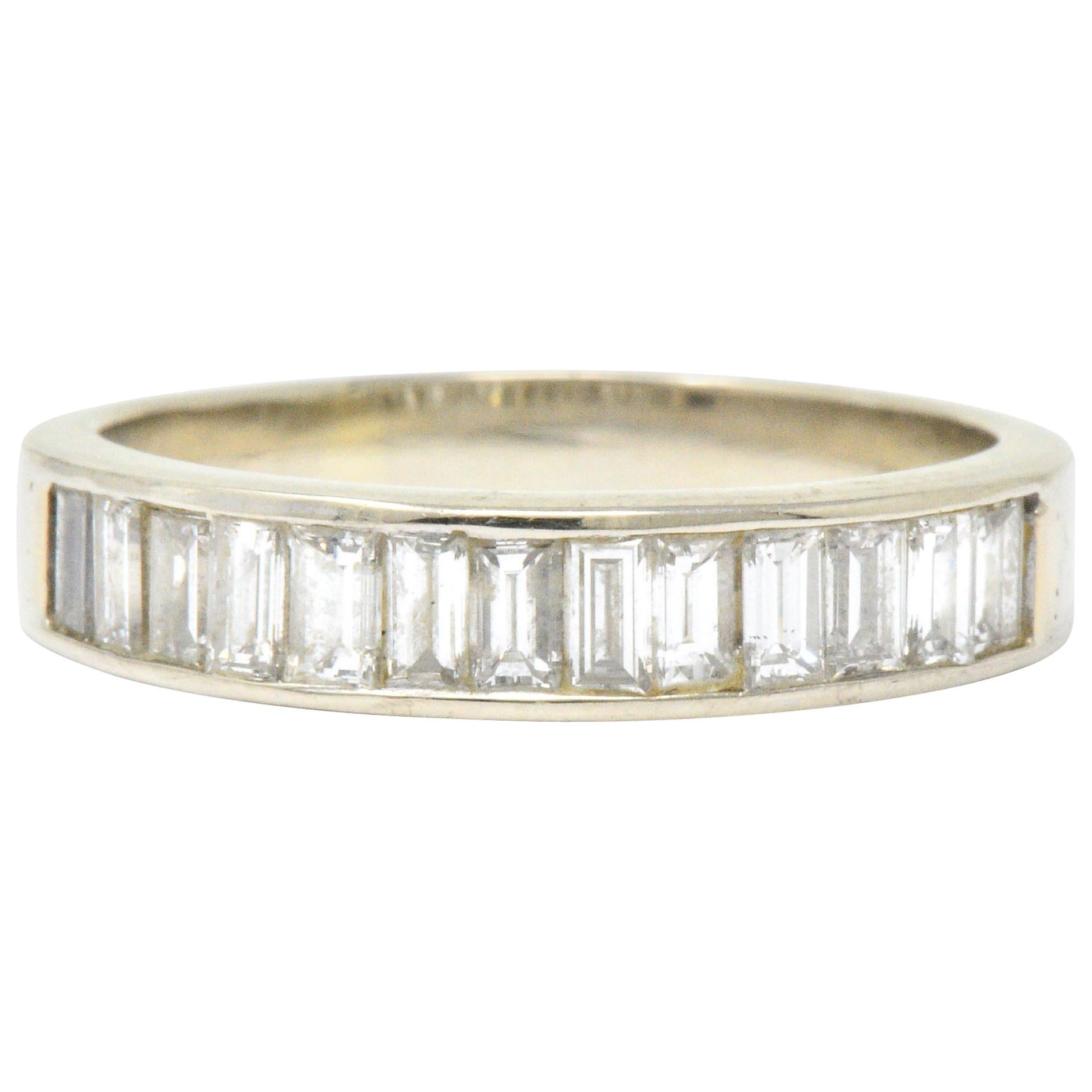 Contemporary 1.00 Carat Diamond 14 Karat White Gold Channel Band Ring