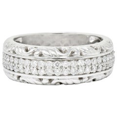 Contemporary 1.00 Carat Diamond 14 Karat White Gold Unisex Band Ring