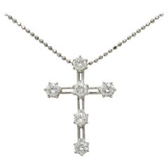 Contemporary 1.00 Carat Diamond Platinum Cross Pendant Necklace